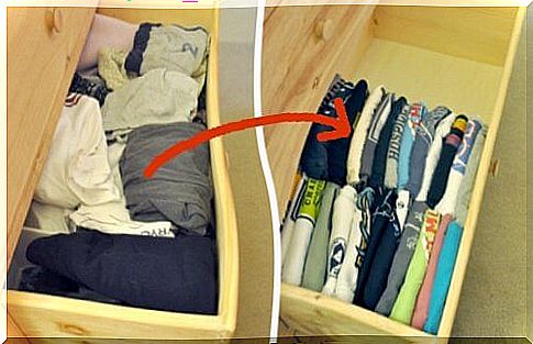 Organizing the closet space by arranging clothes