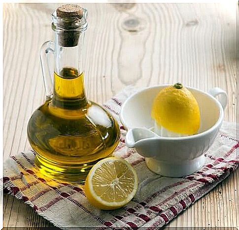 Lemon essential oil in a tightly closed container