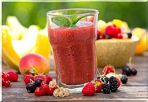 Delicious and nutritious shake with ripe berries