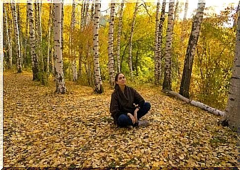 Woman relaxing in the woods