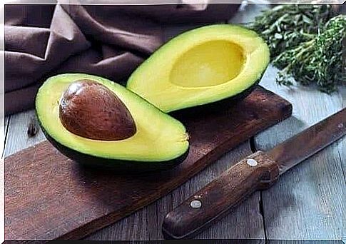 Avocado cut in half